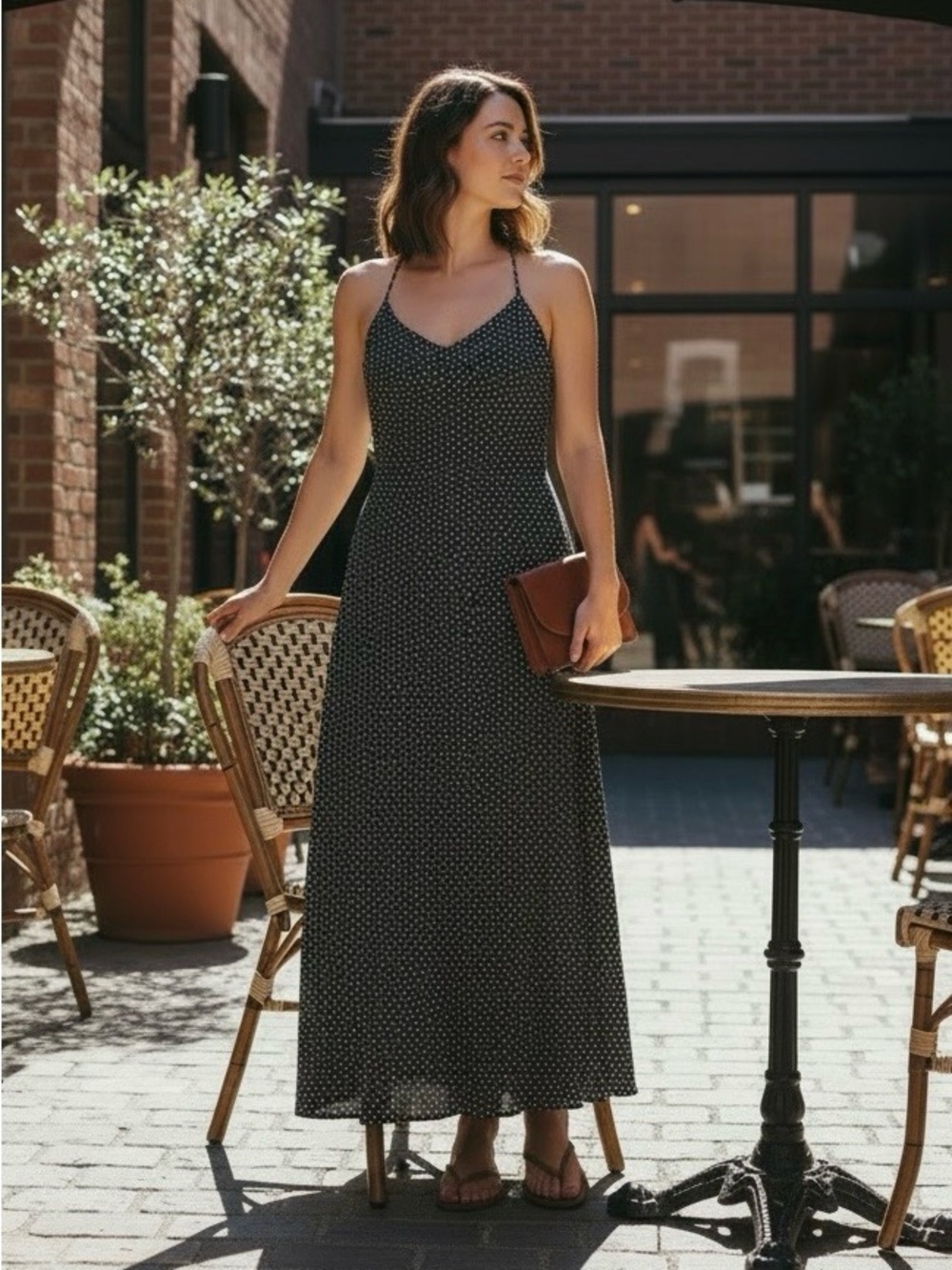 NWT Old Navy Dotted “Leopard” Print Maxi dress, Black/White, Size Small